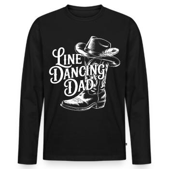 Papa Linedancing Western - Männer Premium Bio Langarmshirt - Schwarz - Vorne - Nico (187cm)