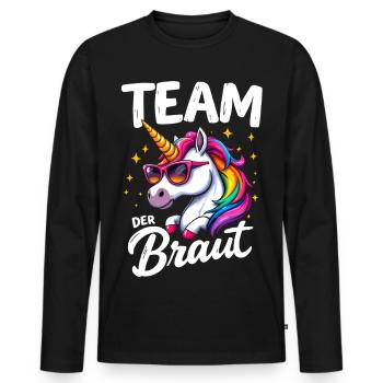 Team Bride Unicorn Design Unicorn Wedding Humor - Men's Premium Organic Long Sleeve Shirt - black - Front - Nico (187cm)