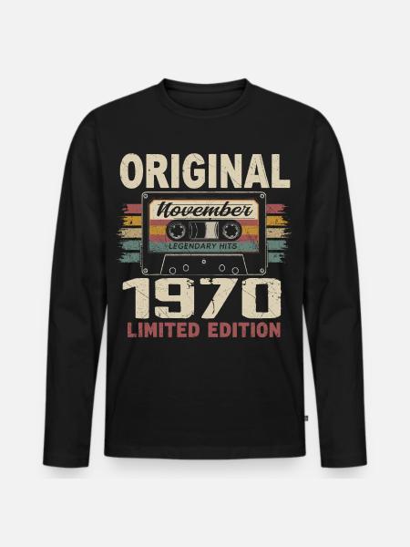 November 1970 Geschenk November 1970 - Männer Premium Bio Langarmshirt - Schwarz