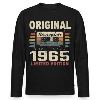 November 1965 Schenking November 1965 - Mannen Premium Bio shirt met lange mouwen - zwart - Voor - Nico (187cm)