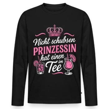 Don't push princess has one in her tea - Bachelor Party - Men's Premium Organic Long Sleeve Shirt - black - Front - Nico (187cm)