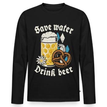 Save water drink beer - Biertrinker - Spruch - Men's Premium Organic Long Sleeve Shirt - black - Front - Nico (187cm)