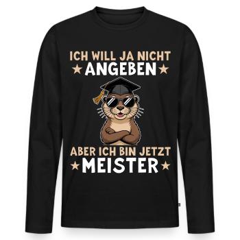 Maîtrise réussie - Otter Master Degree - T-shirt manches longues Premium bio Homme - noir - Devant - Nico (187cm)