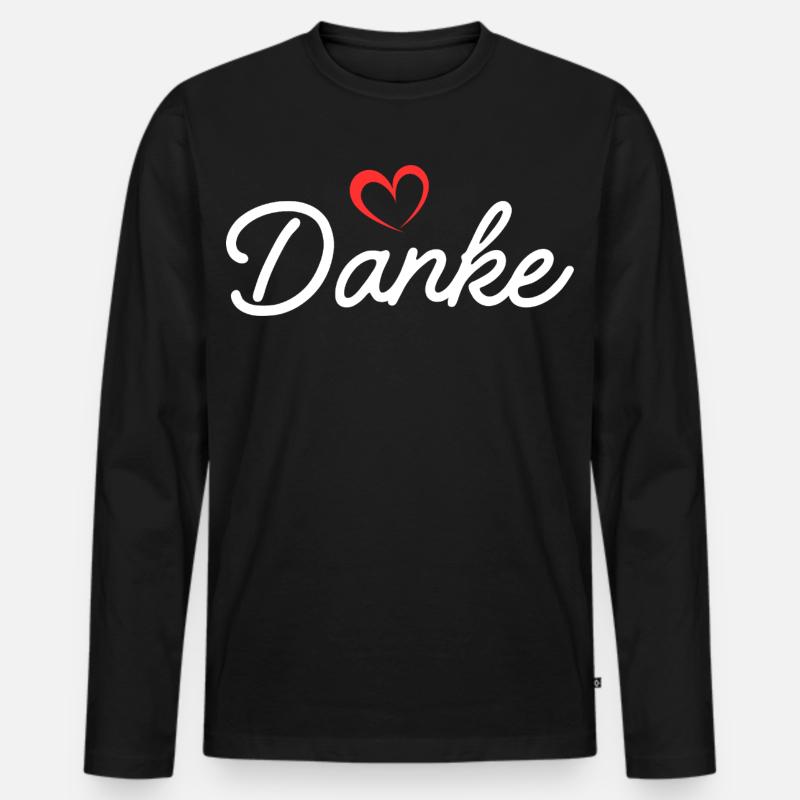 Danke Herz Script - Männer Premium Bio Langarmshirt - Schwarz