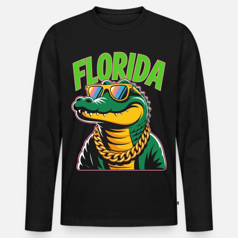 Florida Alligator - Männer Premium Bio Langarmshirt - Schwarz