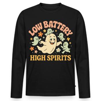 Batterie faible Humeur élevée parents Fantôme Drôle - T-shirt manches longues Premium bio Homme - noir - Devant - Nico (187cm)