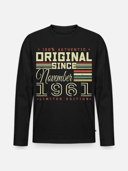 November 1961 Birthday Gift - Men's Premium Organic Long Sleeve Shirt - black
