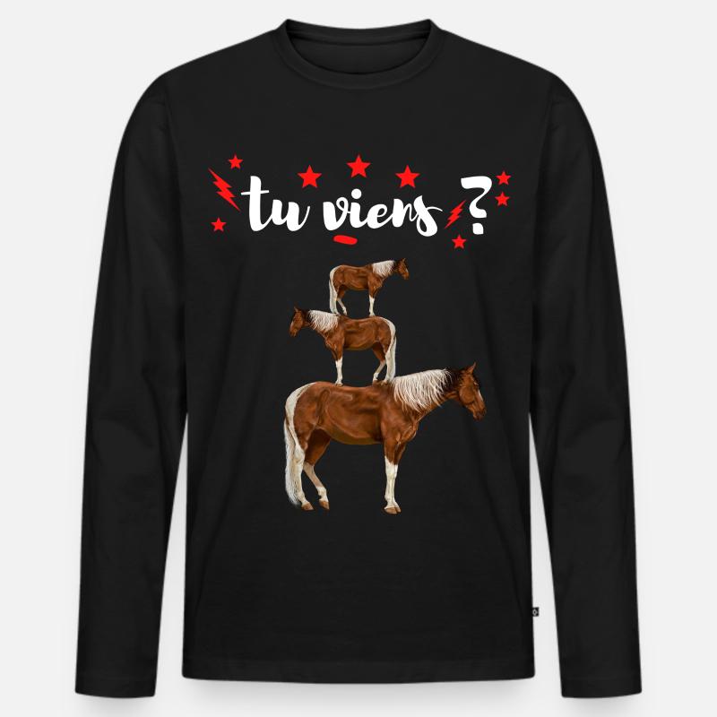 Kommen Sie? Pyramide der Pferde - Männer Premium Bio Langarmshirt - Schwarz
