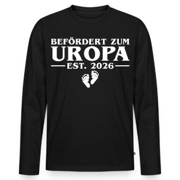 Promu arrière-grand-père 2026 Annoncer la grossesse - T-shirt manches longues Premium bio Homme - noir - Devant - Nico (187cm)