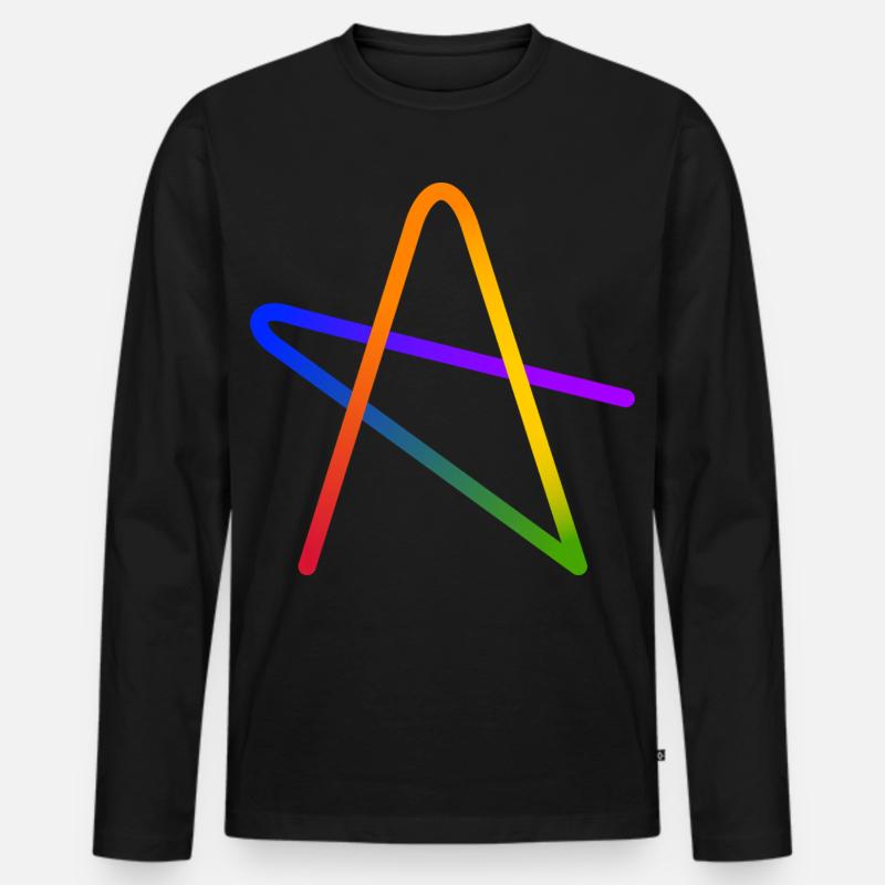 Rainbow A Stern Geschenk - Männer Premium Bio Langarmshirt - Schwarz
