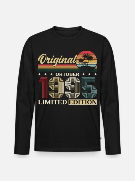 30th Birthday Original October 1995 - Men's Premium Organic Long Sleeve Shirt - black