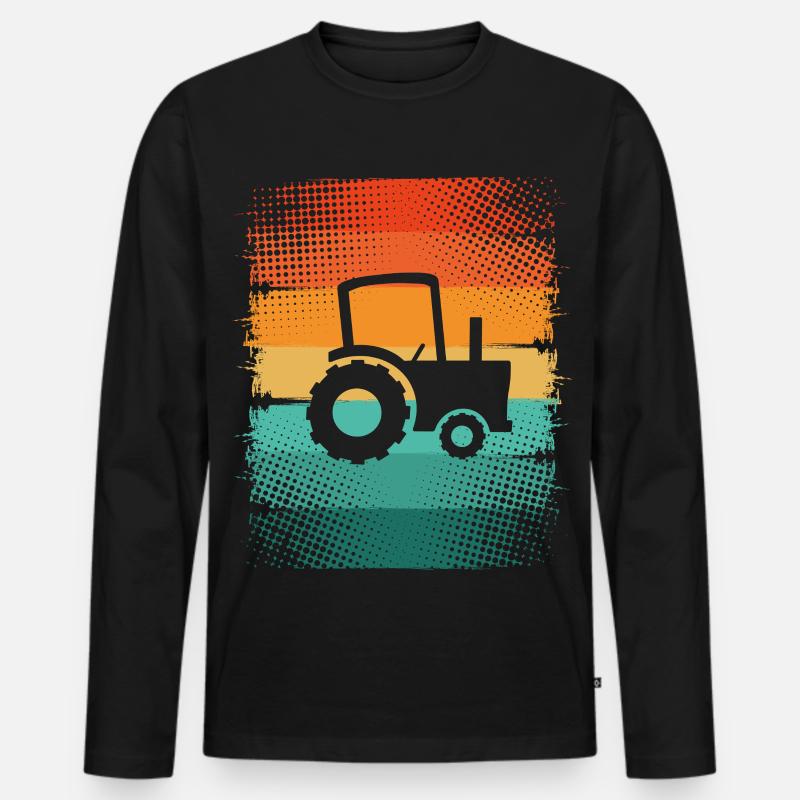 Traktor - Männer Premium Bio Langarmshirt - Schwarz