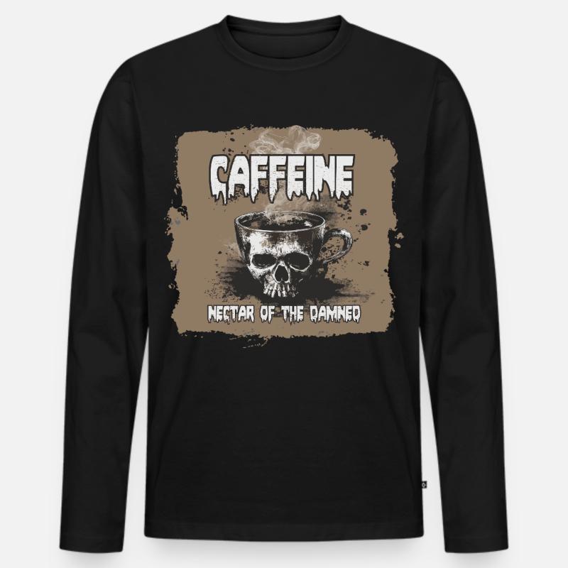 Kaffee, Nektar der Verdammten - Männer Premium Bio Langarmshirt - Schwarz