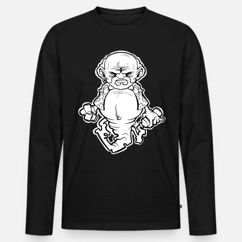 Dschinn in der Flasche - BW Version - Männer Premium Bio Langarmshirt - Schwarz