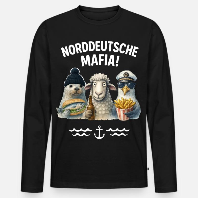 Norddeutsche Mafia - Männer Premium Bio Langarmshirt - Schwarz