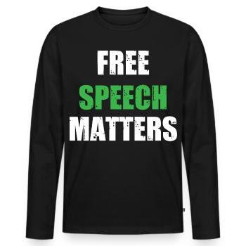 La liberté d’expression est importante - T-shirt manches longues Premium bio Homme - noir - Devant - Nico (187cm)