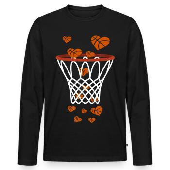 Basketball Love Hoop  - T-shirt manches longues Premium bio Homme - noir - Devant - Nico (187cm)