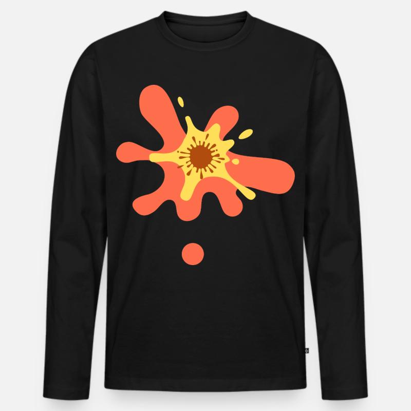 Farbklecks-Splatter Orange-Gelb - Männer Premium Bio Langarmshirt - Schwarz