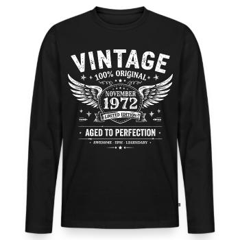 53 Years Anniversary | Birthday November 1972 - Men's Premium Organic Long Sleeve Shirt - black - Front - Nico (187cm)