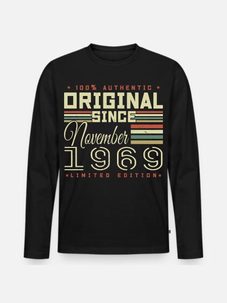 November 1969 Birthday Gift - Men's Premium Organic Long Sleeve Shirt - black