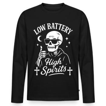 Batterie faible Moral Animé Costume d’Halloween - T-shirt manches longues Premium bio Homme - noir - Devant - Nico (187cm)