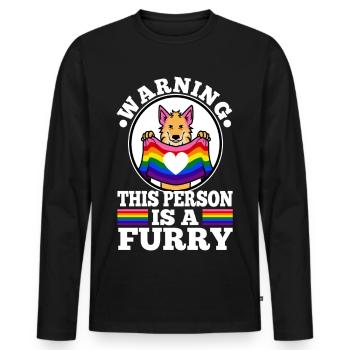 Avertissement Cette personne est un poilu - T-shirt manches longues Premium bio Homme - noir - Devant - Nico (187cm)