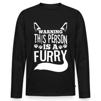 Avertissement Cette personne est un poilu - T-shirt manches longues Premium bio Homme - noir - Devant - Nico (187cm)