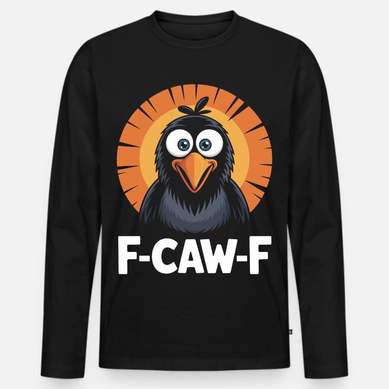 F-Caw-F Meme Krähe - Männer Premium Bio Langarmshirt - Schwarz