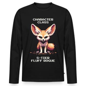 S-Tier Fluff-Schurke | Fennek, RPG - Männer Premium Bio Langarmshirt - Schwarz - Vorne - Nico (187cm)