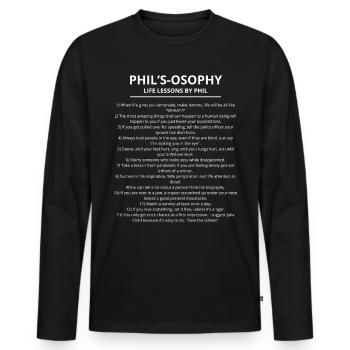 Phil's Osophy: Life Lessons by Phil PHIL OSOPHY - Men's Premium Organic Long Sleeve Shirt - black - Front - Nico (187cm)