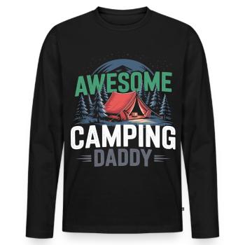 Camping Dad Shirt with Tent and Forest Motif - Men's Premium Organic Long Sleeve Shirt - black - Front - Nico (187cm)