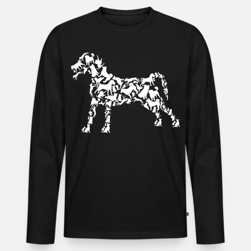 Hund Zeichnung - Männer Premium Bio Langarmshirt - Schwarz