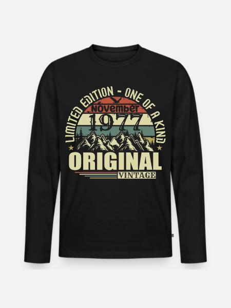Birthday november 1977 - Men's Premium Organic Long Sleeve Shirt - black