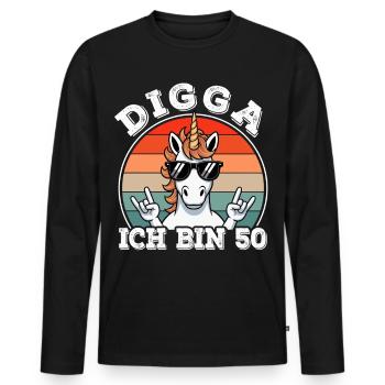 50. Geburtstag 50er 50ter Digga Ich bin 50 Jahre - Männer Premium Bio Langarmshirt - Schwarz - Vorne - Nico (187cm)