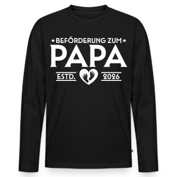 Annonce de grossesse 2026 Futur papa - T-shirt manches longues Premium bio Homme - noir - Devant - Nico (187cm)