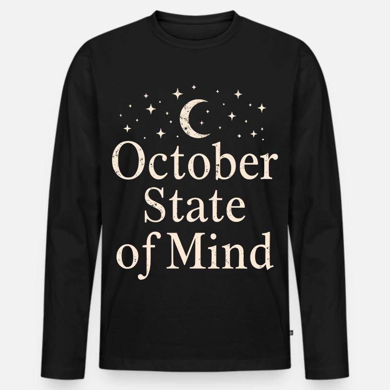 October State of Mind Mondphase - Männer Premium Bio Langarmshirt - Schwarz