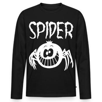 Die lächelnde weiße Spinne - Männer Premium Bio Langarmshirt - Schwarz - Vorne - Nico (187cm)