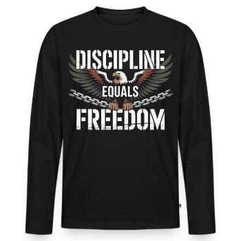 Ailes d’aigle La liberté par la discipline - T-shirt manches longues Premium bio Homme - noir - Devant - Nico (187cm)