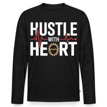 Hustle with Heart Geardesign - Men's Premium Organic Long Sleeve Shirt - black - Front - Nico (187cm)