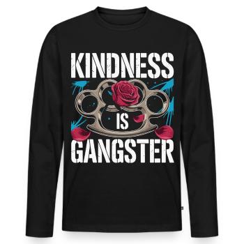 Kindness is Gangster – Rose & Knuckles - Men's Premium Organic Long Sleeve Shirt - black - Front - Nico (187cm)