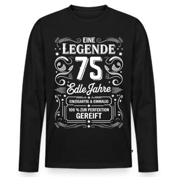 Une légende nobles années anniversaire 75 cadeau - T-shirt manches longues Premium bio Homme - noir - Devant - Nico (187cm)