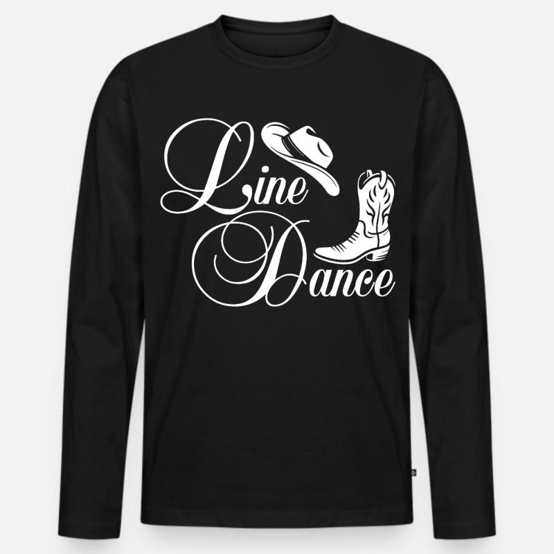 Line Dance Western Script - Men's Premium Organic Long Sleeve Shirt - black