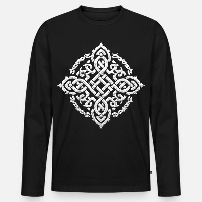 Keltisches Kreuz - Männer Premium Bio Langarmshirt - Schwarz