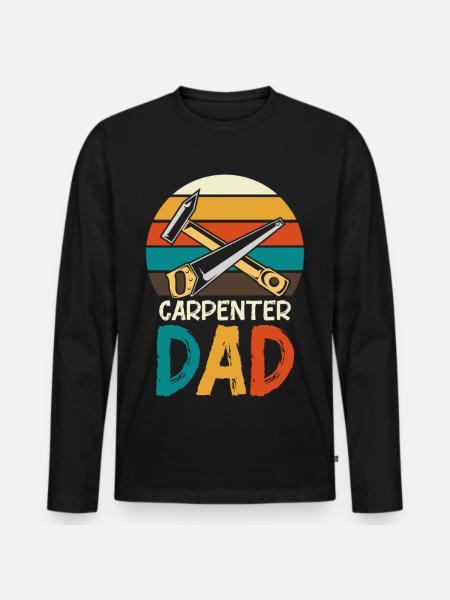 Carpenter Father Retro Tools - Men's Premium Organic Long Sleeve Shirt - black