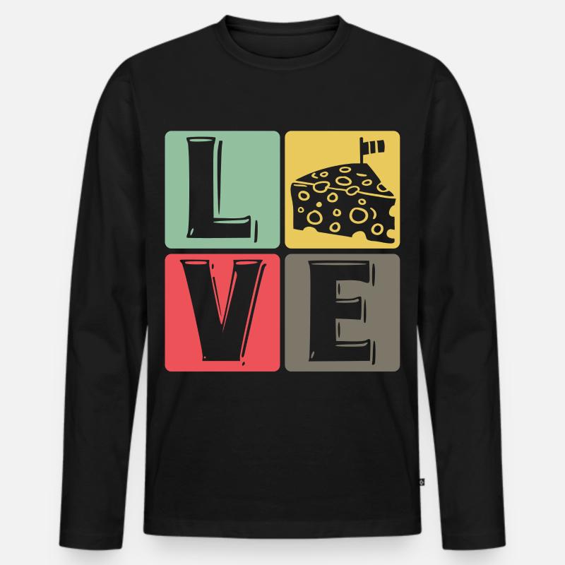 KäseLiebe Pop Art Quadrat - Männer Premium Bio Langarmshirt - Schwarz