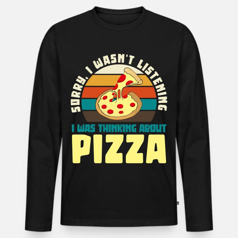 Pizza Träumer Retro Motiv - Männer Premium Bio Langarmshirt - Schwarz