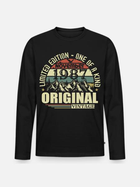 Birthday november 1987 - Men's Premium Organic Long Sleeve Shirt - black