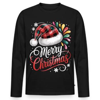 Festliches Christmas Shirt mit Schneeflocken - Männer Premium Bio Langarmshirt - Schwarz - Vorne - Nico (187cm)
