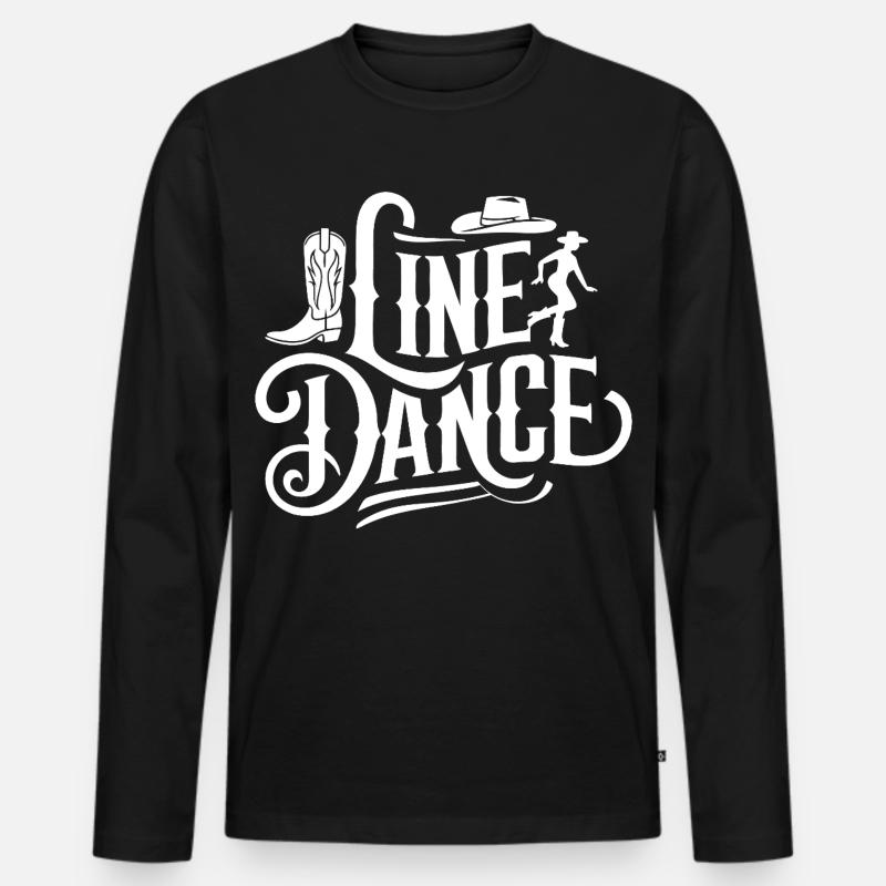 Line Dance Western Shirt - Männer Premium Bio Langarmshirt - Schwarz