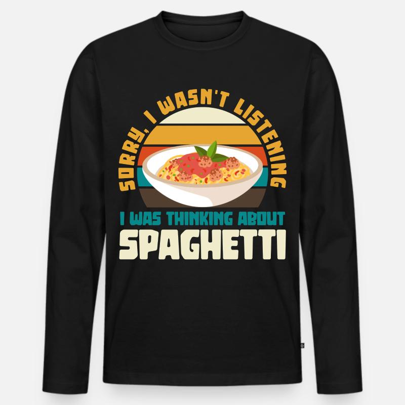 Spaghetti Denkpause Retro - Männer Premium Bio Langarmshirt - Schwarz